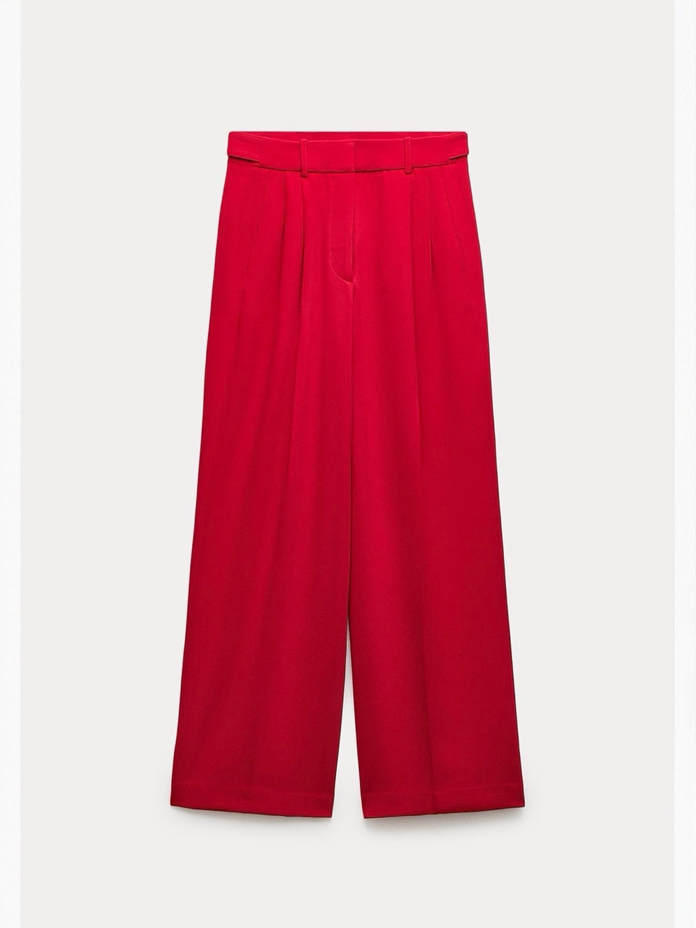 Zara Wide-Leg High-Waist Pants in Vibrant Red